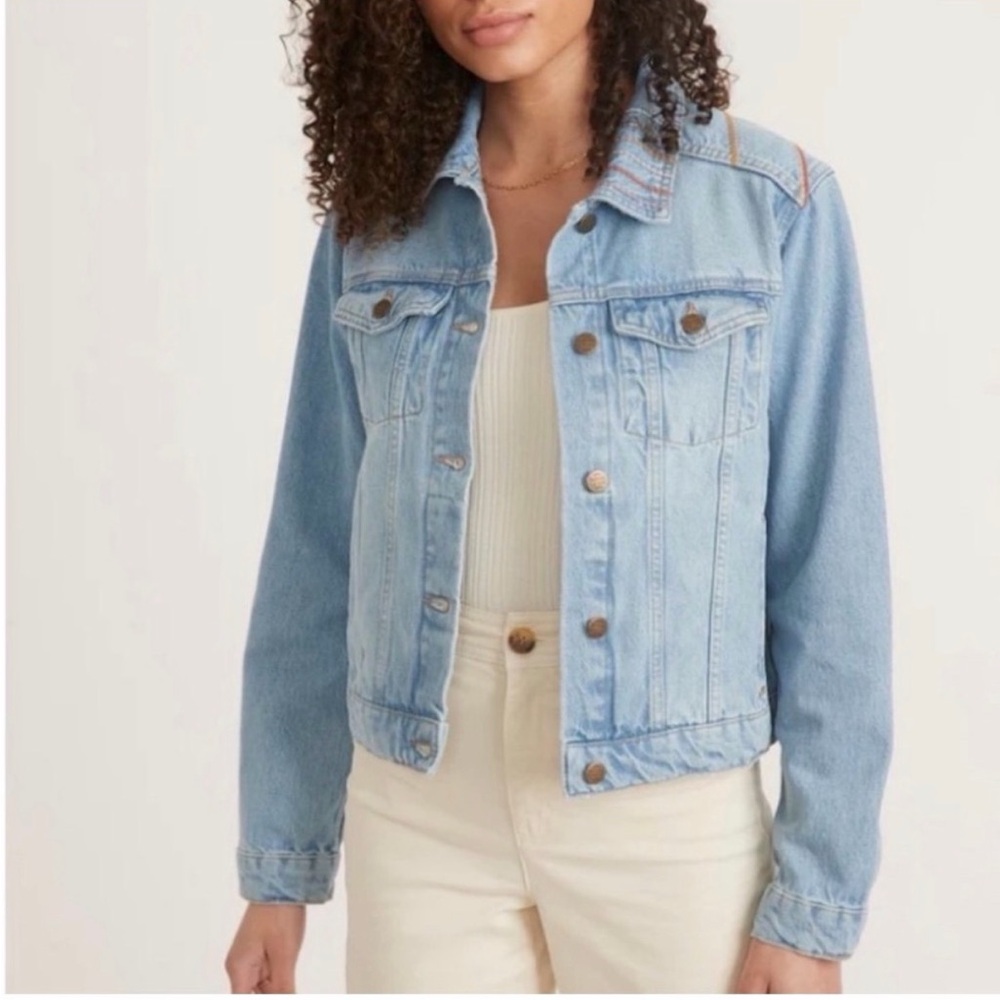 Marine Layer Embroidered Denim Jacket with Sunburst Design - Picture 2 of 3